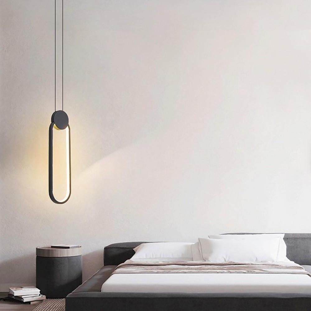 Modern Geometric Mini Pendant Light — Black Metal, LED E26/E27, 39" Adjustable Cord