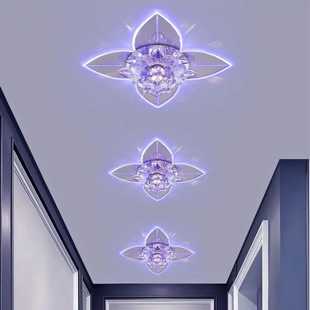 4-Pointed Star Crystal Flush-Mount Ceiling Light — Metal, LED 9W, 8" Diameter, Multi-Color