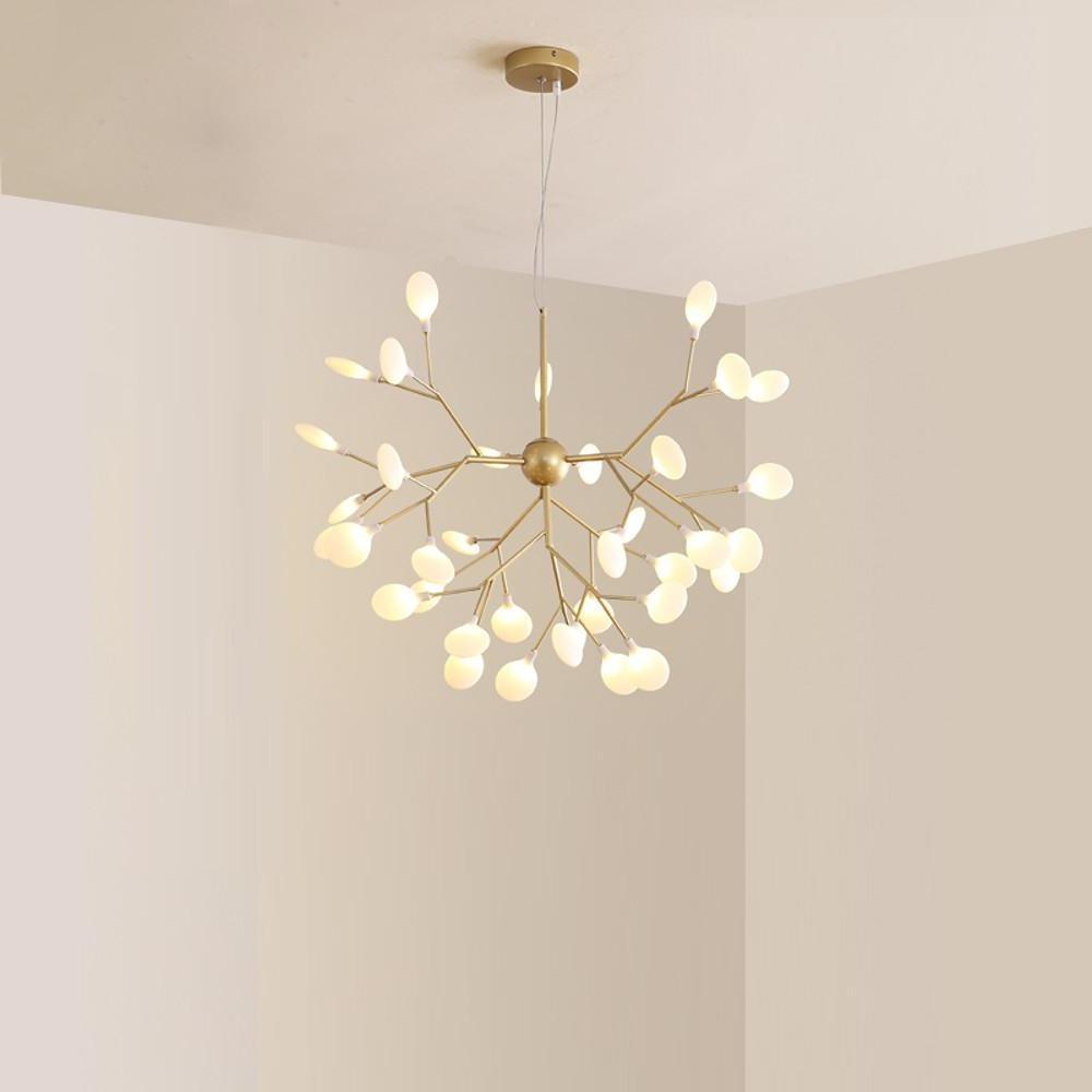 Modern 36-Light LED Chandelier — Metal and Acrylic, Gold and White, 31" Diameter, 39" Adjustable Cord