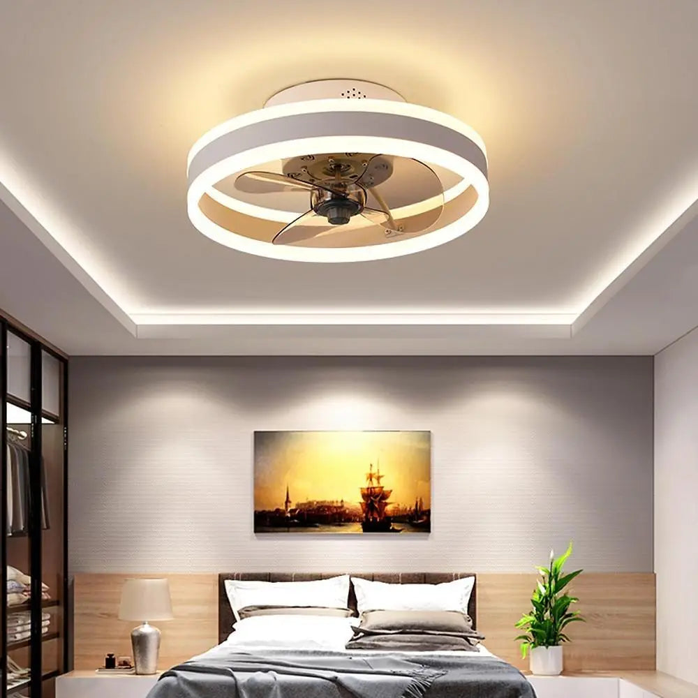 16-Inch Modern LED Ceiling Fan Light Chandelier - Dimmable Flush Mount Design Luxe