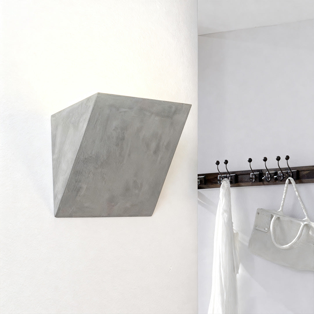 Minimalist Cement Wall Sconce — Up-Light, E14, 12W, 3-Step Dimming (3000K/4000K/6000K), Multiple Shapes