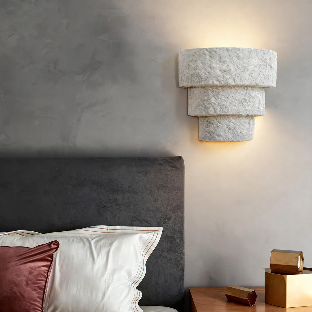 Minimalist Cement Wall Sconce — Up-Light, E14, 12W, 3-Step Dimming (3000K/4000K/6000K), Multiple Shapes
