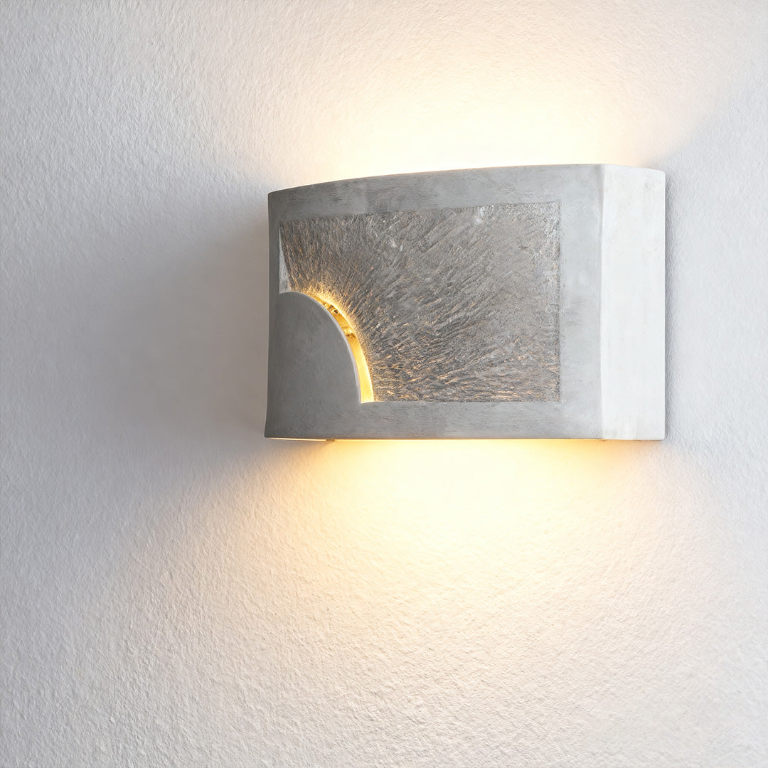 Minimalist Cement Wall Sconce — Up-Light, E14, 12W, 3-Step Dimming (3000K/4000K/6000K), Multiple Shapes