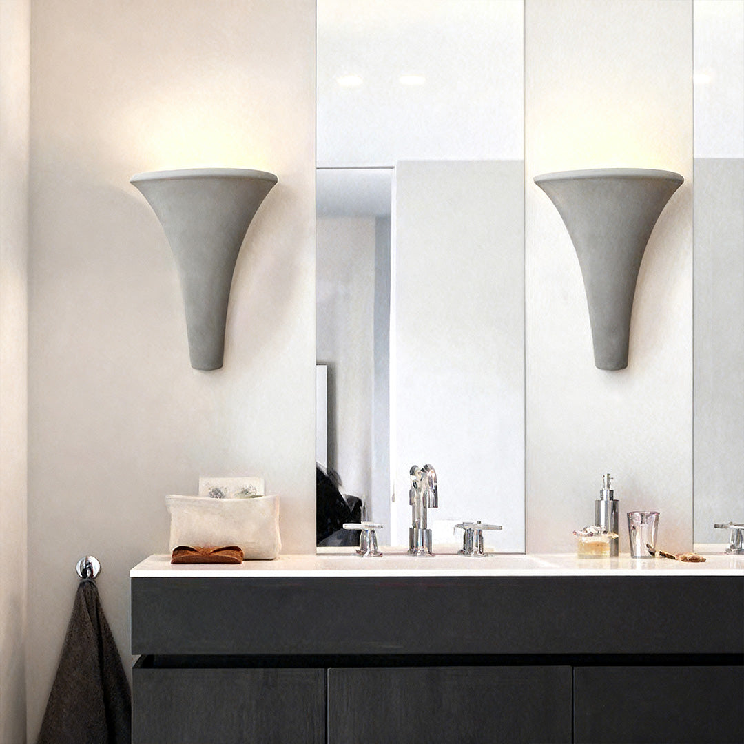 Minimalist Cement Wall Sconce — Up-Light, E14, 12W, 3-Step Dimming (3000K/4000K/6000K), Multiple Shapes