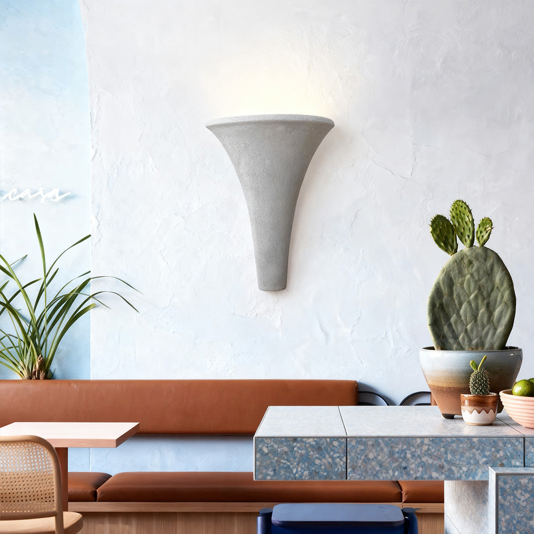 Minimalist Cement Wall Sconce — Up-Light, E14, 12W, 3-Step Dimming (3000K/4000K/6000K), Multiple Shapes