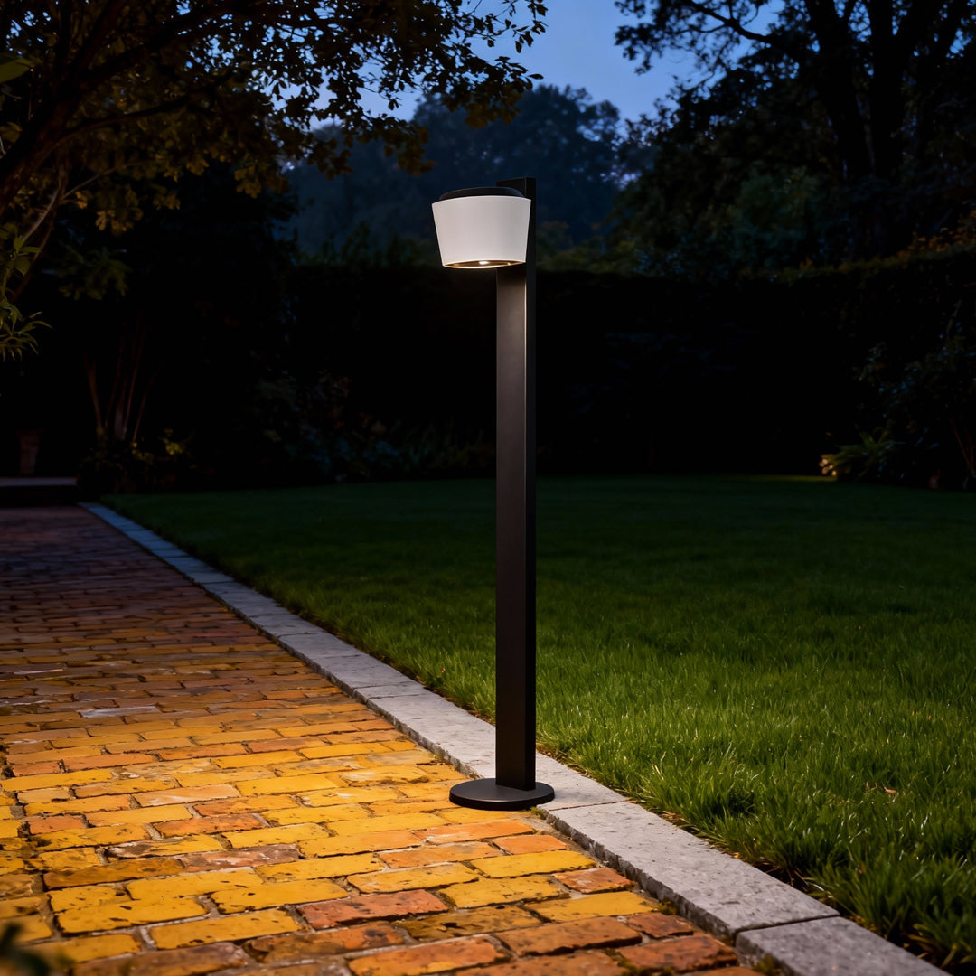 Minimalist Aluminum Path Light — Glass Shade, 12W LED, IP65, 19.7" or 27.6", DC 24V