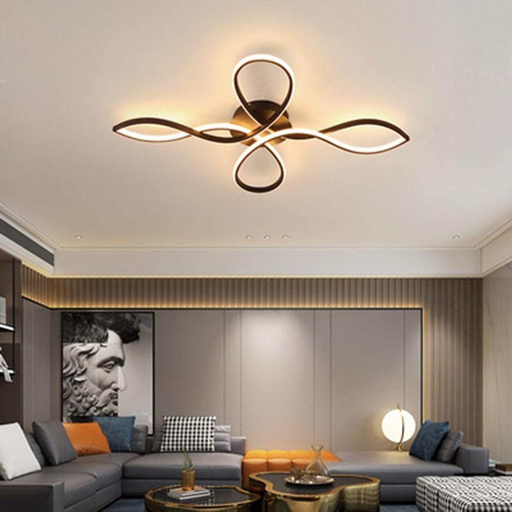 Wave Flower Flush-Mount LED Ceiling Light — Metal & Silicone, 27" Diameter, 38W, Dimmable 3000K–6000K with Remote