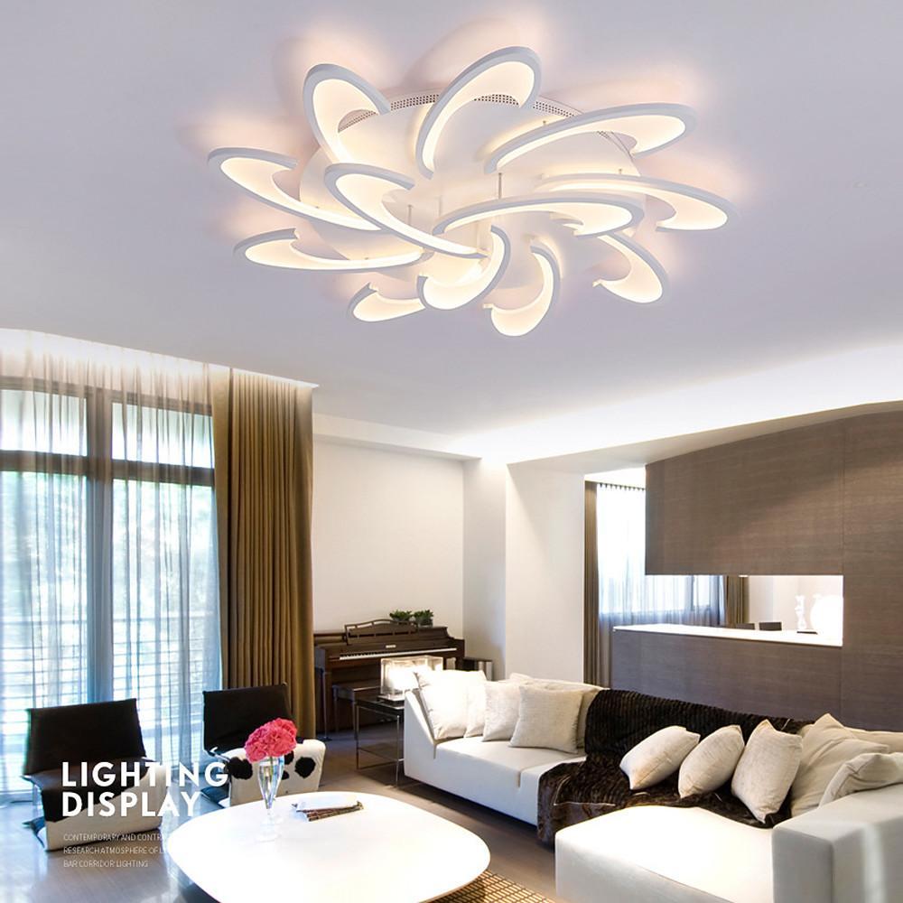 Geometric Flower LED Flush-Mount Ceiling Light — Acrylic & Aluminum, 3-Step Dimming, 3000K–7000K, 3-Light / 6-Light / 12-Light