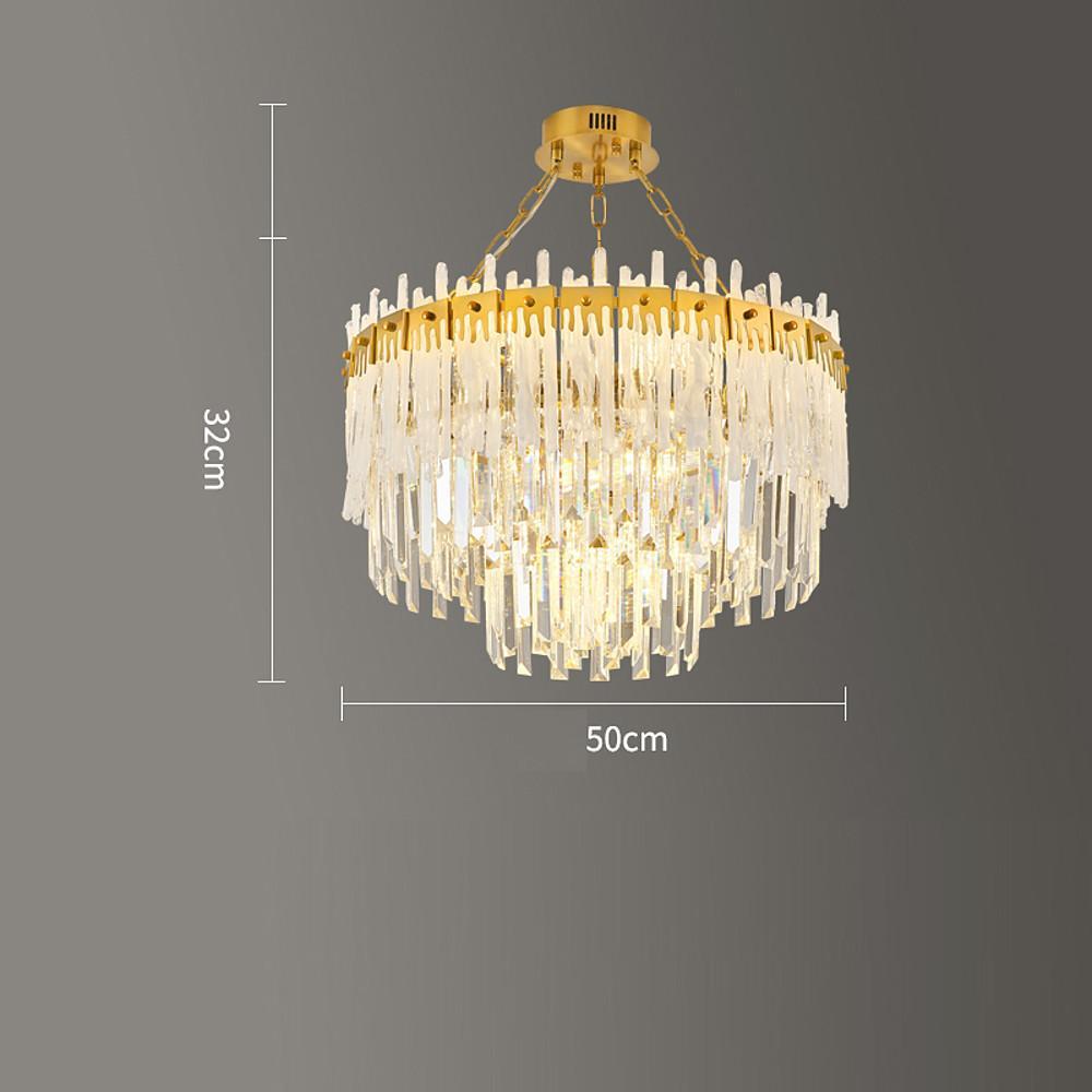 Round Gold Crystal Chandelier — Stainless Steel, 12/17-Light, 16" Cord, 4500K Neutral, 20"–24" Diameter