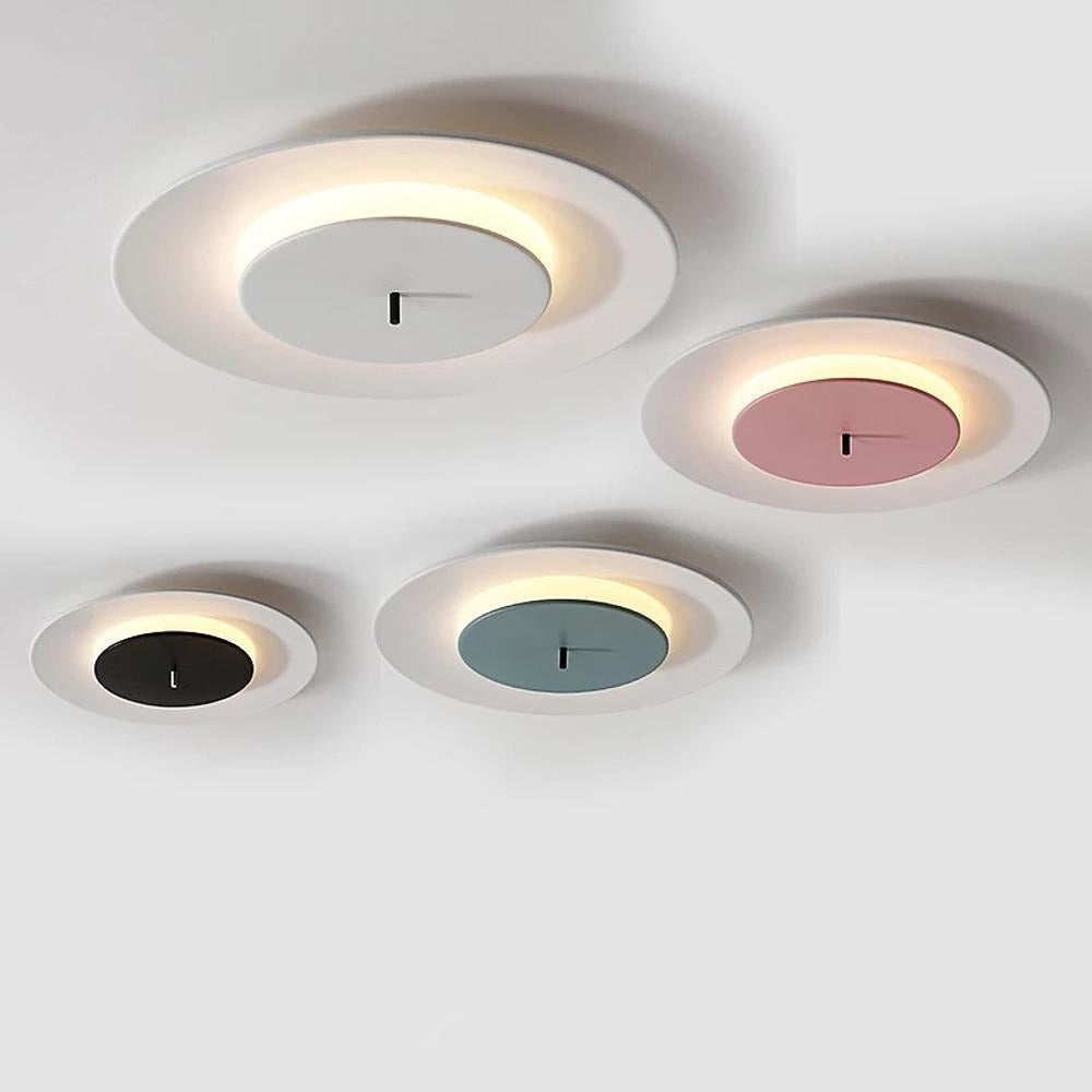 2-Circle LED Flush-Mount Ceiling Light — Aluminum, 12W, 3000K–5000K, 18" Diameter