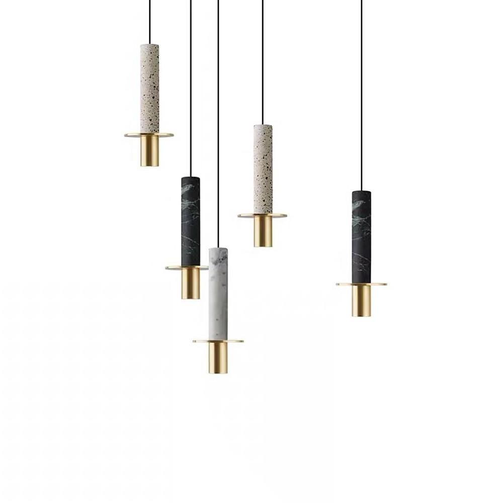 Cylindrical Circular Mini Pendant Light — Metal and Glass, 1-Light, 10W LED, 3000K, 5" Diameter, 59" Adjustable Cord