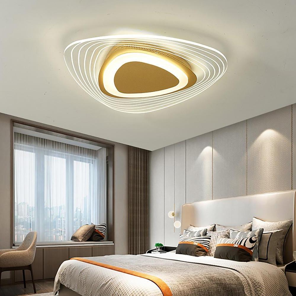 Geometric Semi-Flush Mount Ceiling Light — Metal and Acrylic, Gold Finish, Integrated LED, 20" or 24"