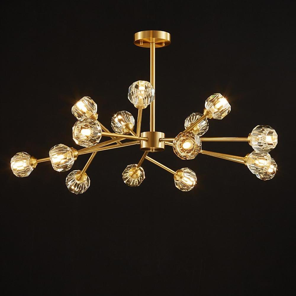 Sputnik Crystal Chandelier — Copper & Crystal, 15-Light LED, 31" Diameter, Three-Step Dimming