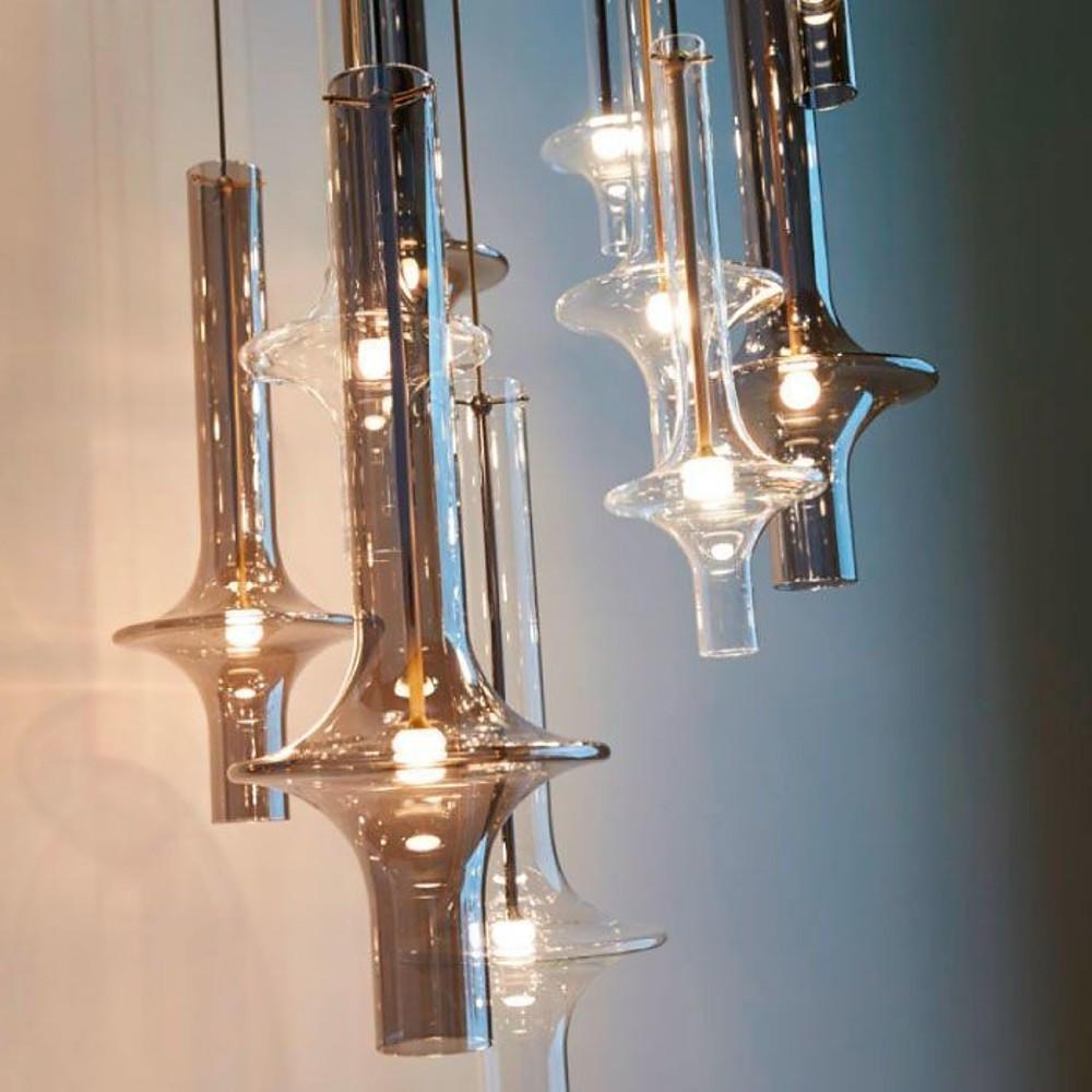 Minimalist Glass Mini Pendant — Metal, Transparent or Smoke Gray, LED 3000K, Adjustable 59" Cord