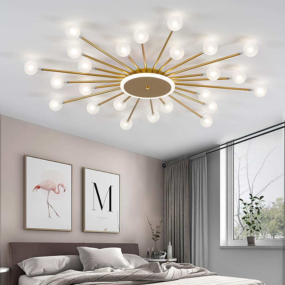 Tree Branch Chandelier — Glass and Metal, 18-Light / 24-Light / 30-Light, Black or Gold