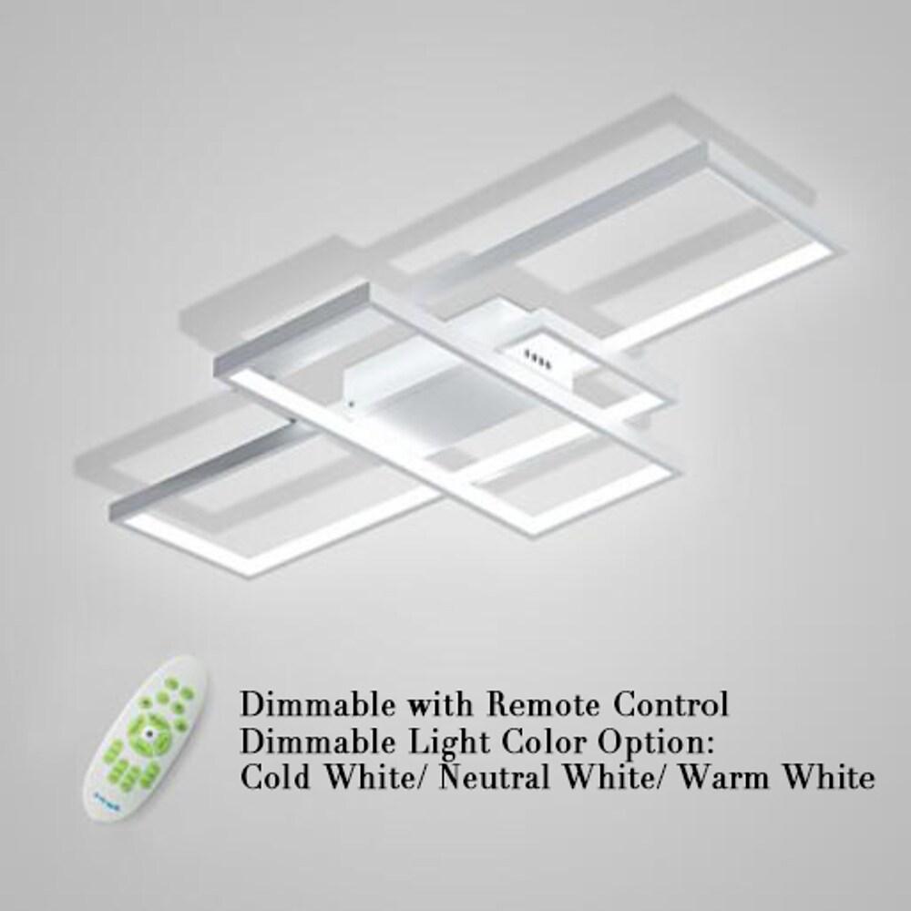 Large Multi-Rectangle Flush-Mount Ceiling Light — 3-Tier Integrated LED, Black, Gold or White