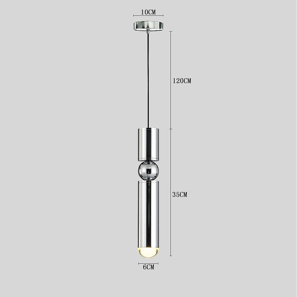 Cylindrical Mini Pendant — Electroplated Metal, LED, 2" × 14", 47" Adjustable Cord, E26/E27
