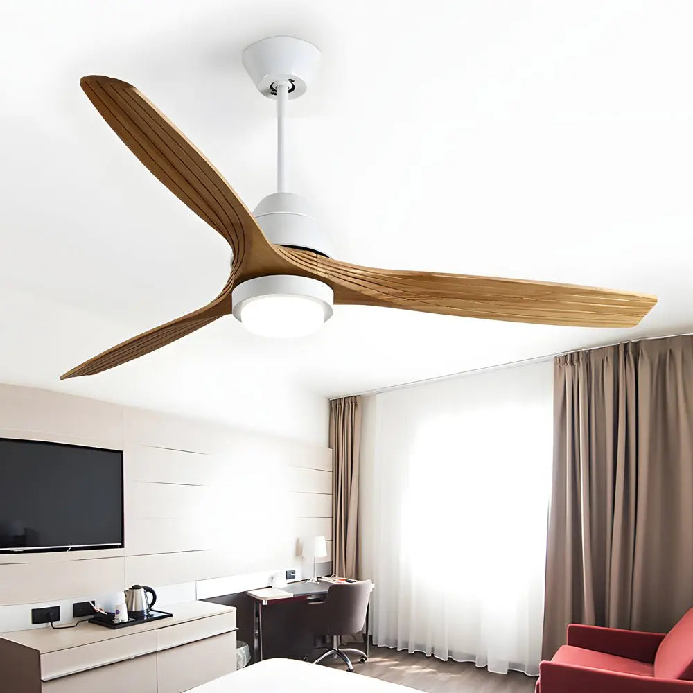 52-Inch Nordic Wooden Ceiling Fan with 3 Blades, Remote Control, and 6 Speed Settings Luxe