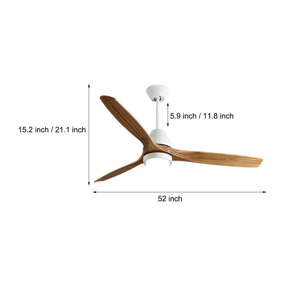 52-Inch Nordic Wooden Ceiling Fan with 3 Blades, Remote Control, and 6 Speed Settings Luxe