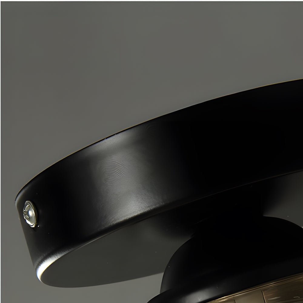 Corridor Glass Flush-Mount Ceiling Light — Iron, Amber or Smoke Gray Shade, 12W LED, 3000K / 6000K, 5.9" Diameter