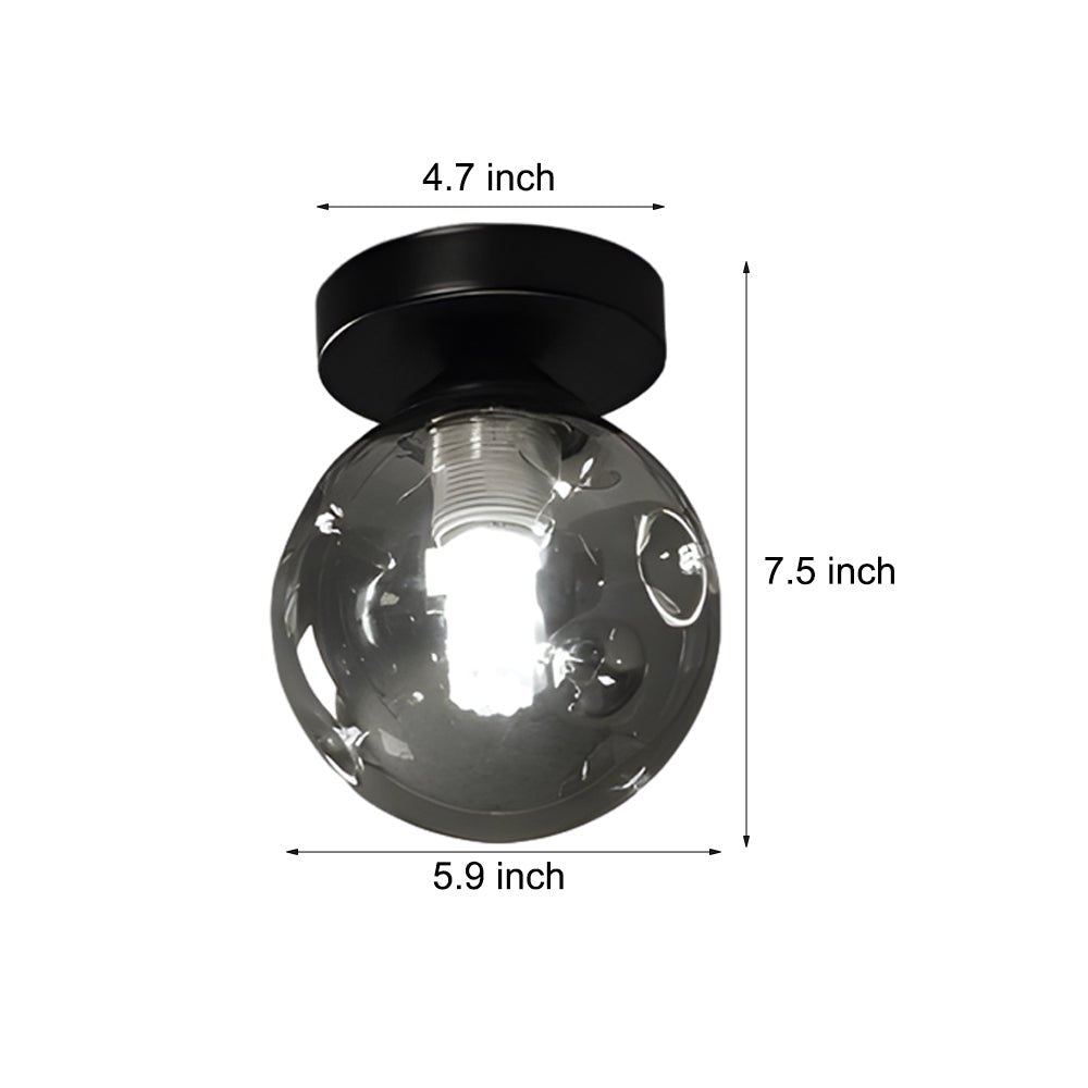 Corridor Glass Flush-Mount Ceiling Light — Iron, Amber or Smoke Gray Shade, 12W LED, 3000K / 6000K, 5.9" Diameter