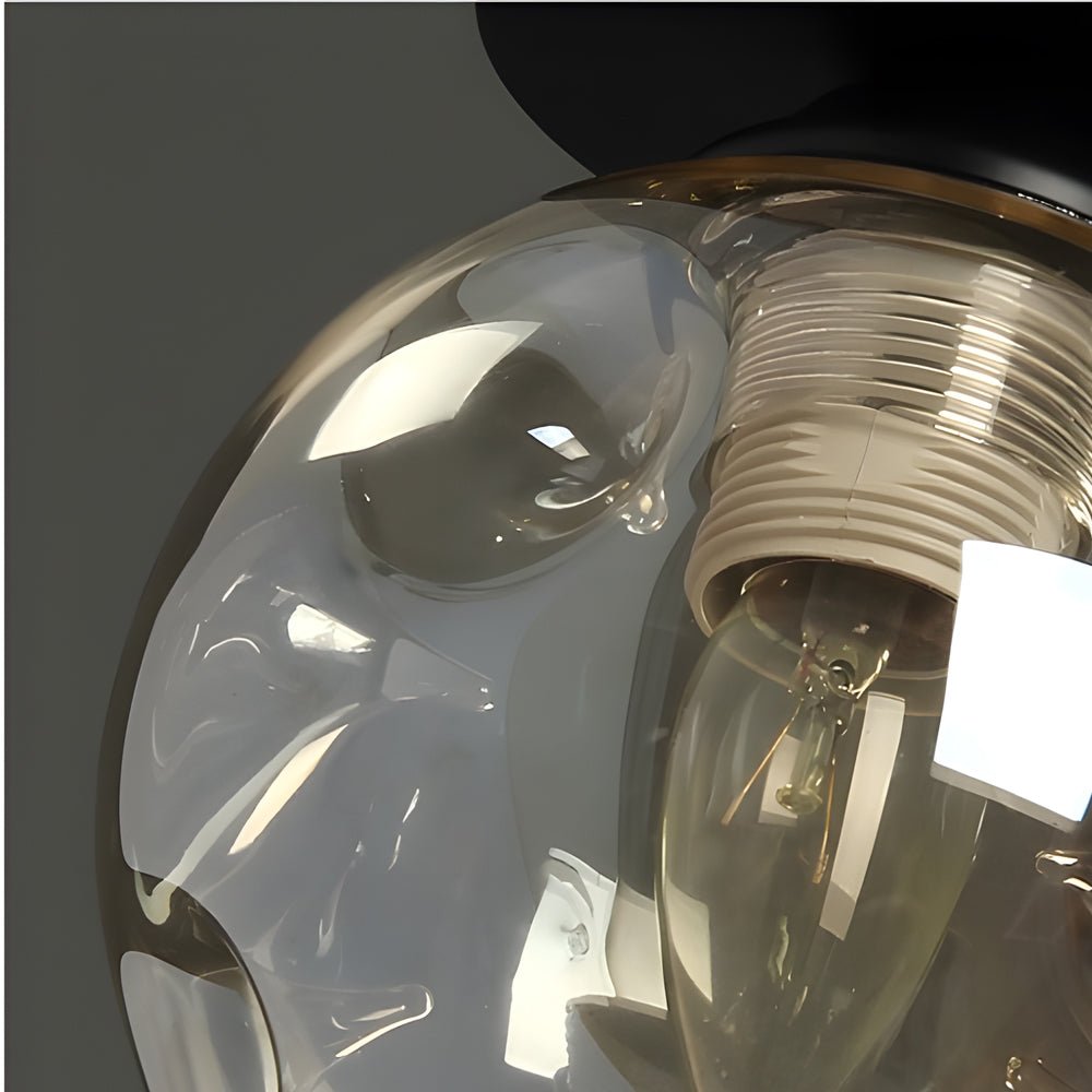 Corridor Glass Flush-Mount Ceiling Light — Iron, Amber or Smoke Gray Shade, 12W LED, 3000K / 6000K, 5.9" Diameter