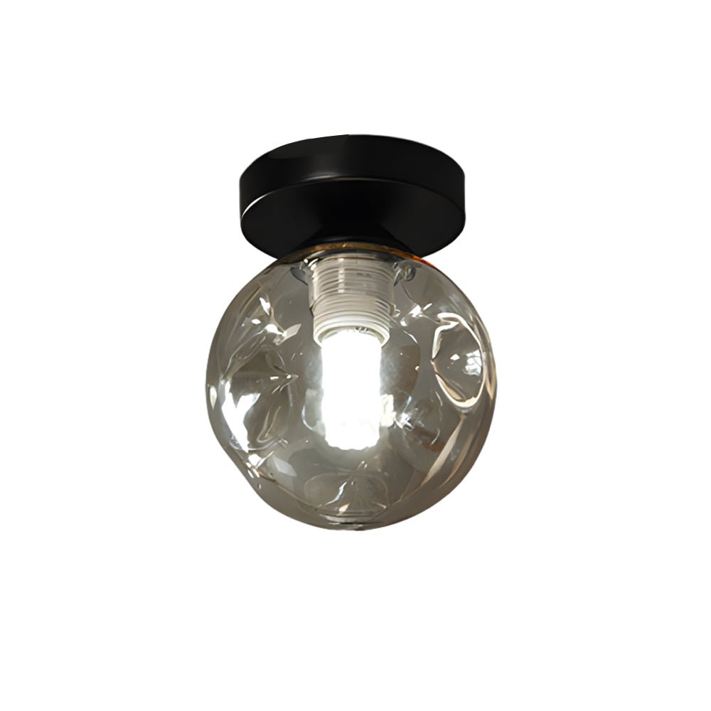 Corridor Glass Flush-Mount Ceiling Light — Iron, Amber or Smoke Gray Shade, 12W LED, 3000K / 6000K, 5.9" Diameter