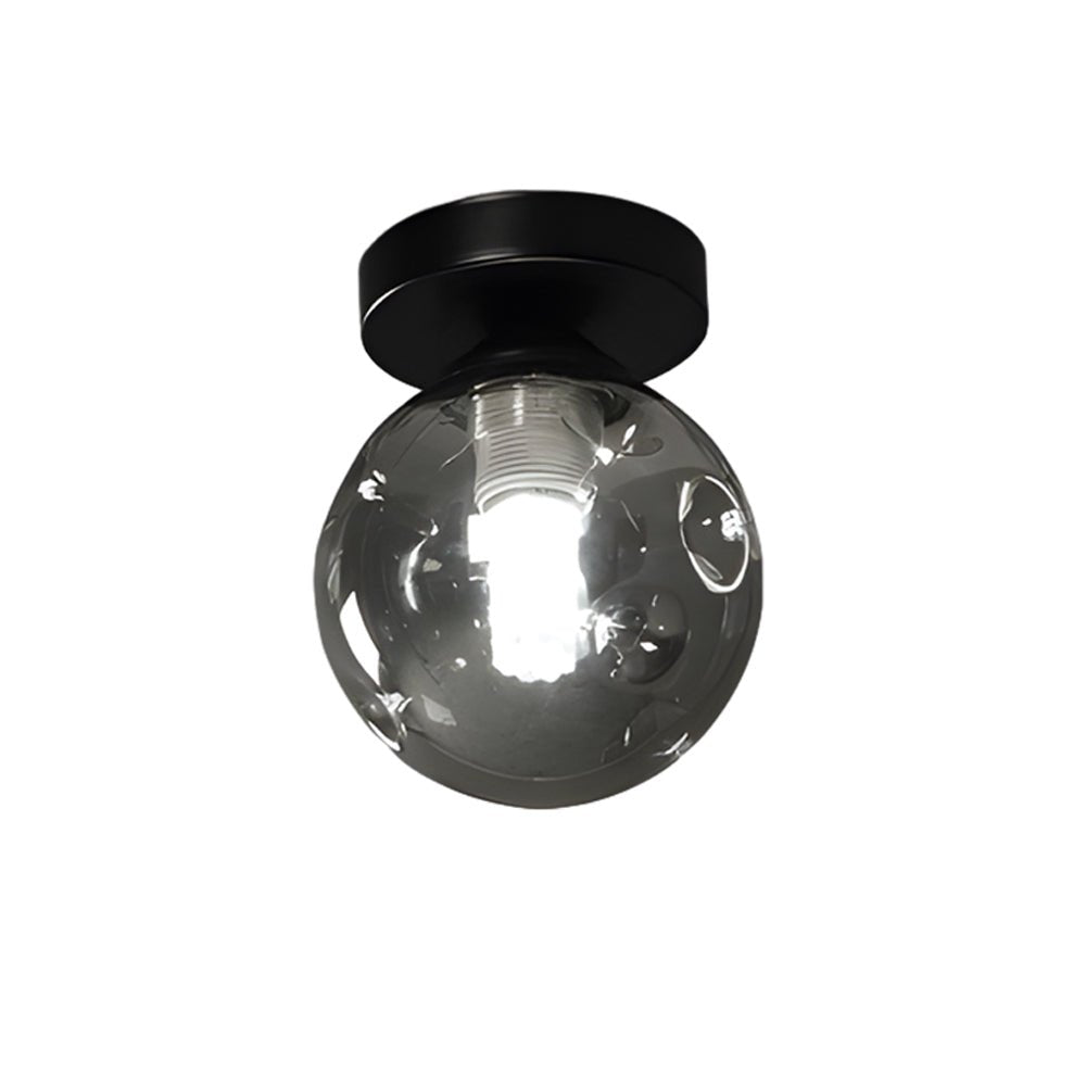 Corridor Glass Flush-Mount Ceiling Light — Iron, Amber or Smoke Gray Shade, 12W LED, 3000K / 6000K, 5.9" Diameter