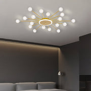 Sputnik Flush-Mount Ceiling Light — Iron and Glass, 18/24/30-Light, 54W–90W, Gold or Black, 3-Step Dimming