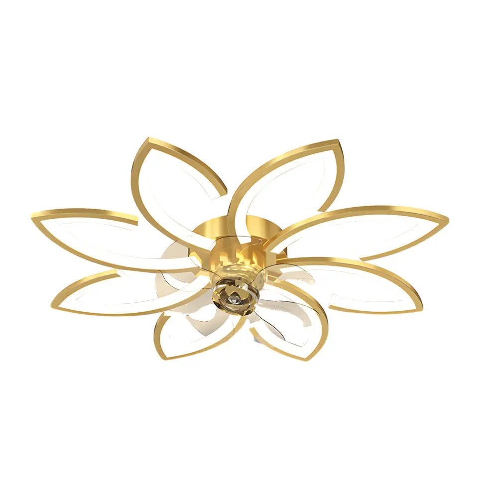 Nordic Flush Mount Ceiling Fan Lamp with Modern Flower Design and Three-Step Dimming LED Luxe