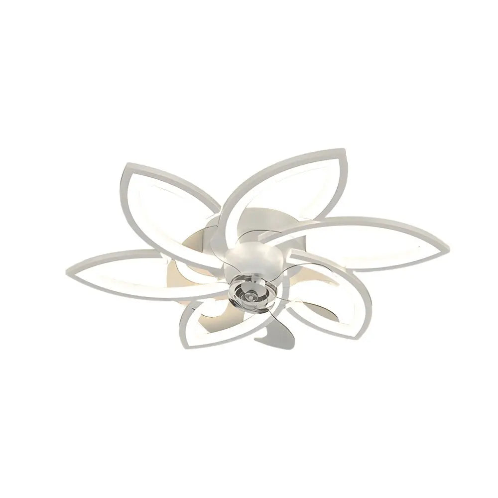 Nordic Flush Mount Ceiling Fan Lamp with Modern Flower Design and Three-Step Dimming LED Luxe