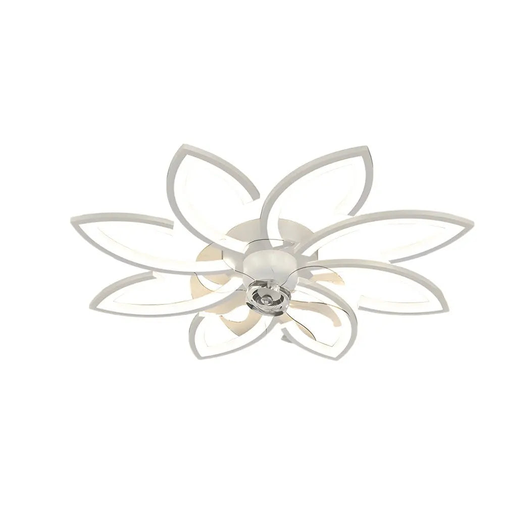 Nordic Flush Mount Ceiling Fan Lamp with Modern Flower Design and Three-Step Dimming LED Luxe
