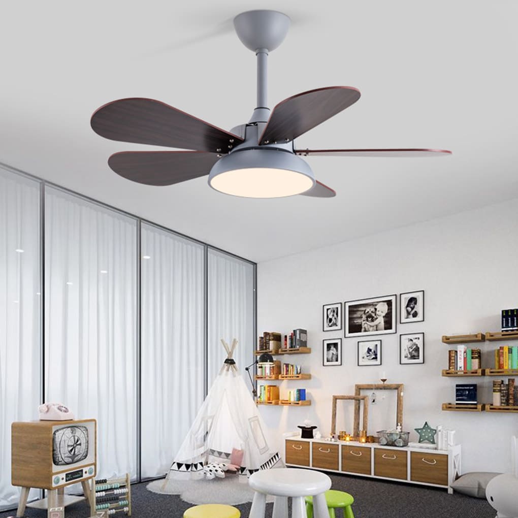 Reversible Noiseless Kids Ceiling Fan with Lights - Nordic Frequency Conversion Cartoon Design