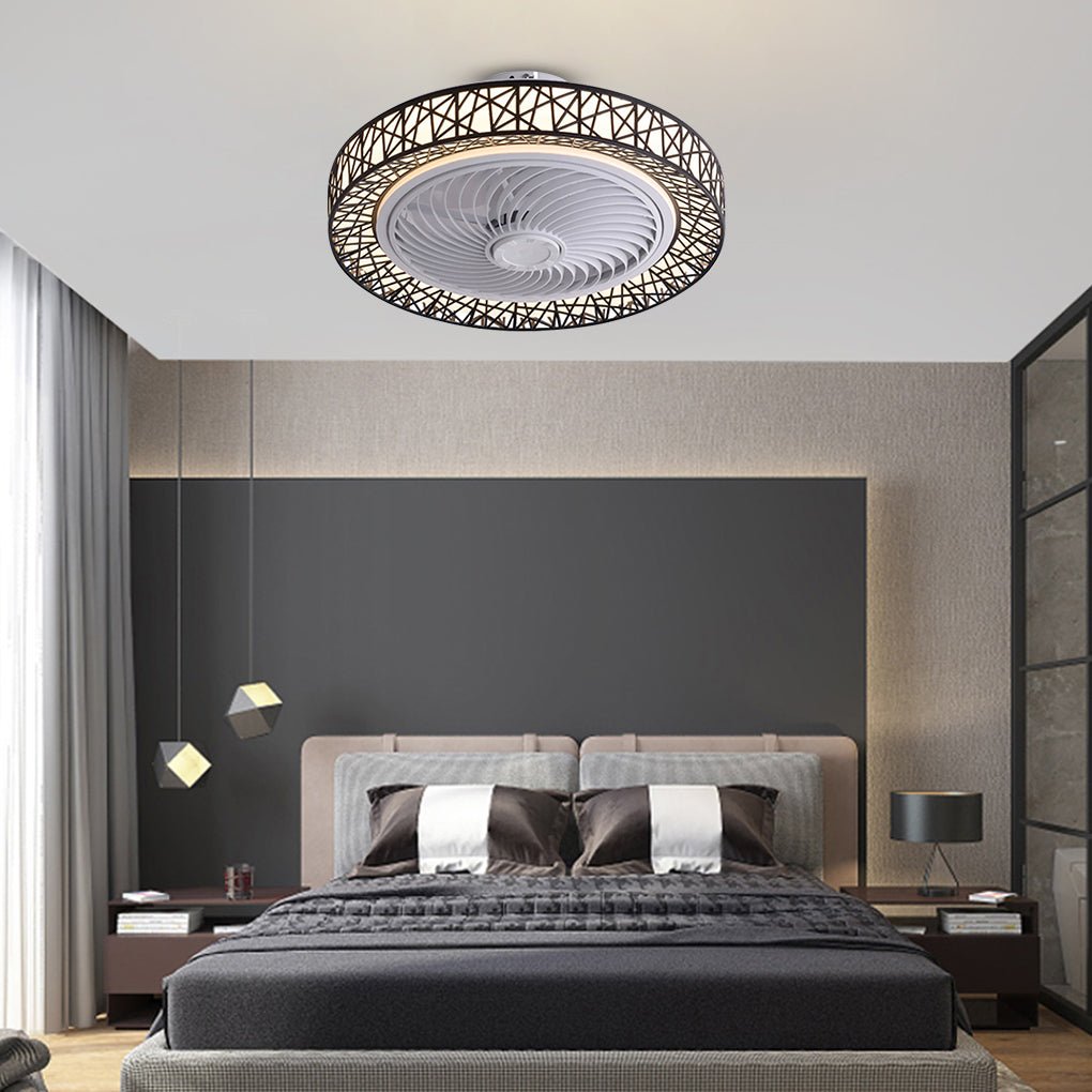 Nordic Minimalist Bladeless Ceiling Fan Lamp with Three-Color Dimming