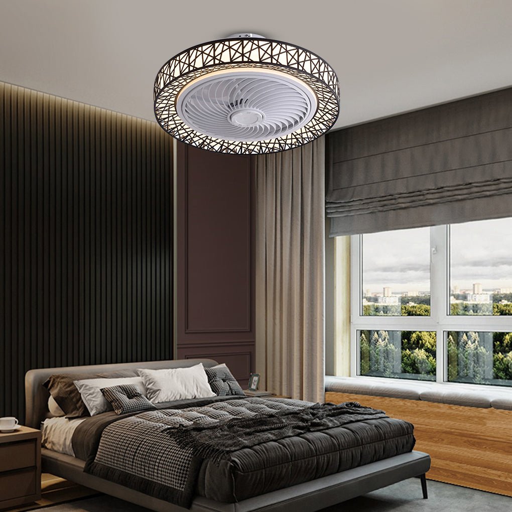 Nordic Minimalist Bladeless Ceiling Fan Lamp with Three-Color Dimming