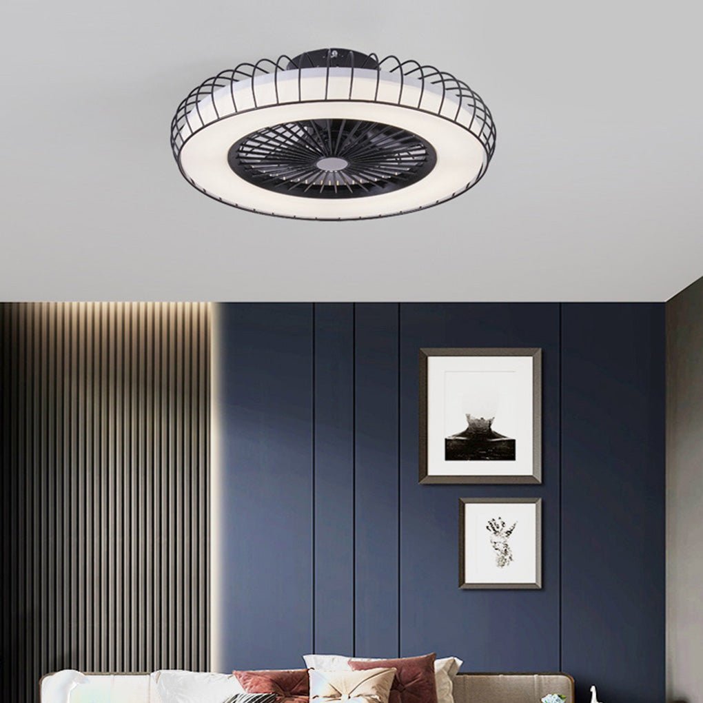 Nordic Bladeless Ceiling Fan Lamp with Stepless Dimming and Integrated Design