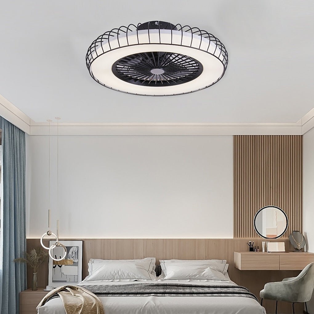 Nordic Bladeless Ceiling Fan Lamp with Stepless Dimming and Integrated Design