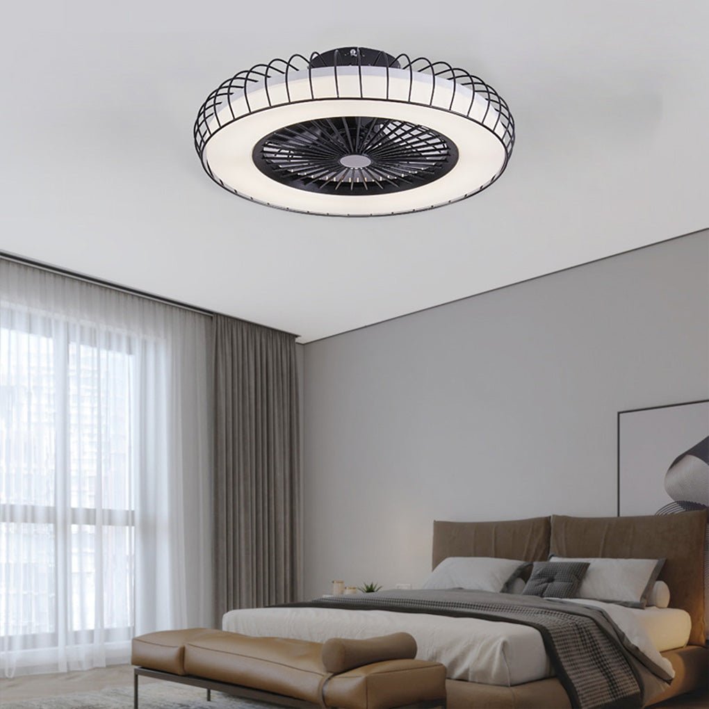 Nordic Bladeless Ceiling Fan Lamp with Stepless Dimming and Integrated Design