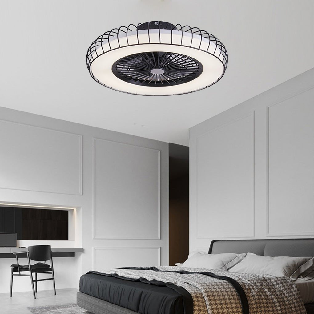 Nordic Bladeless Ceiling Fan Lamp with Stepless Dimming and Integrated Design