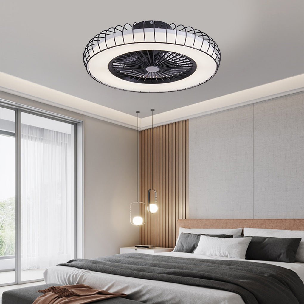 Nordic Bladeless Ceiling Fan Lamp with Stepless Dimming and Integrated Design