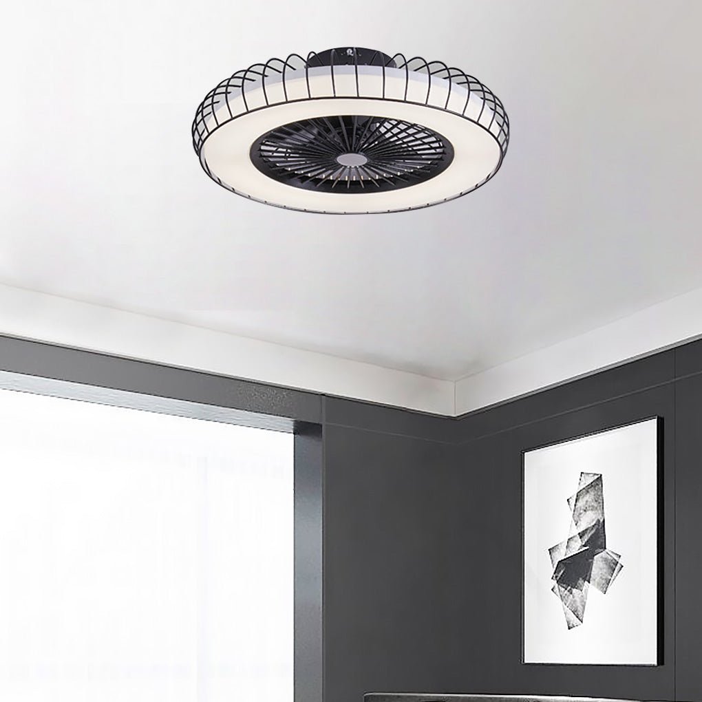 Nordic Bladeless Ceiling Fan Lamp with Stepless Dimming and Integrated Design