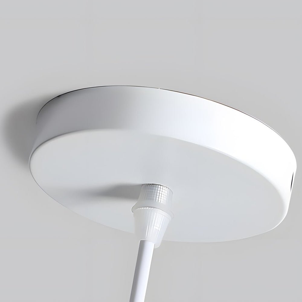nordic metal cone pendant light in white with wooden top 1 light design