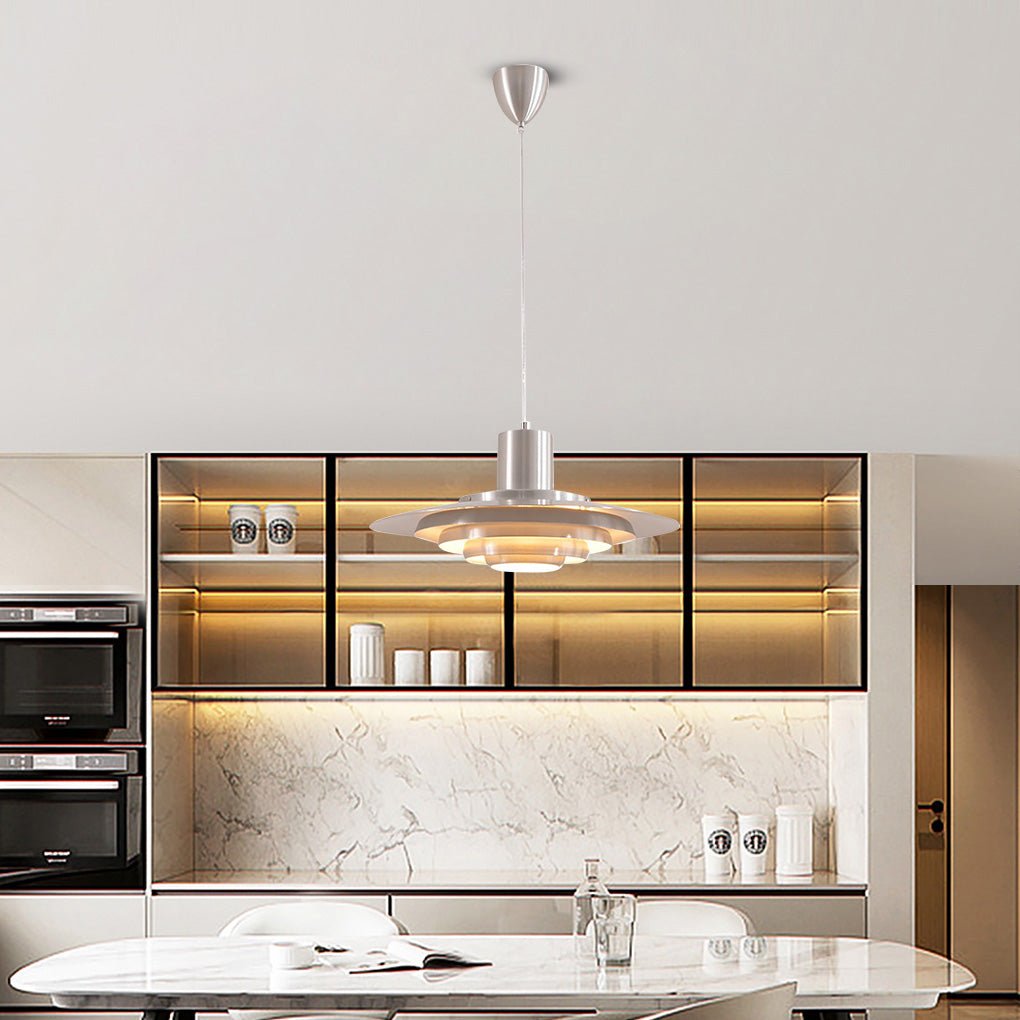 Multi-Layer Minimalist Pendant Light — Aluminum, 31W–40W, 3000K Warm, 59" Adjustable Chain, 15" or 19"