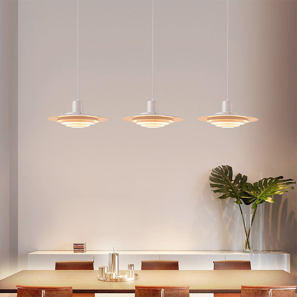 Multi-Layer Minimalist Pendant Light — Aluminum, 31W–40W, 3000K Warm, 59" Adjustable Chain, 15" or 19"