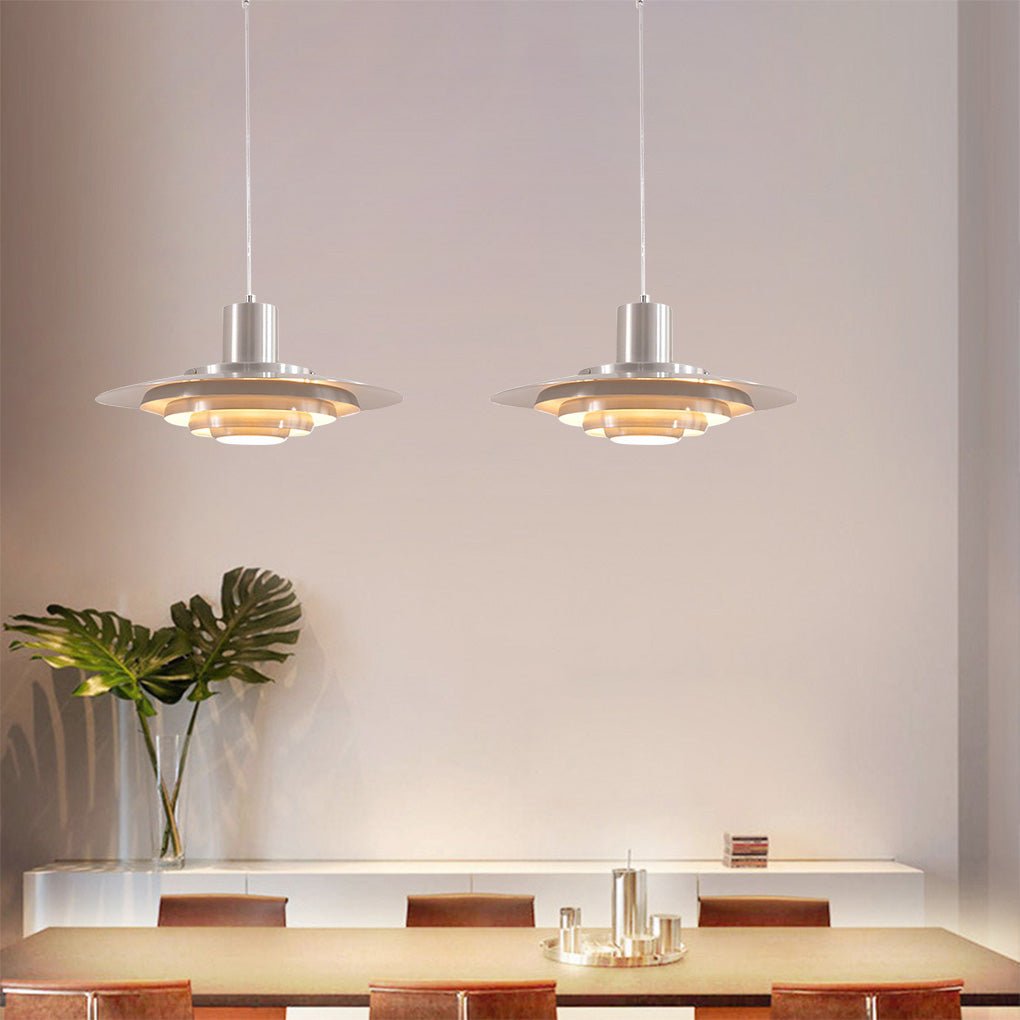Multi-Layer Minimalist Pendant Light — Aluminum, 31W–40W, 3000K Warm, 59" Adjustable Chain, 15" or 19"
