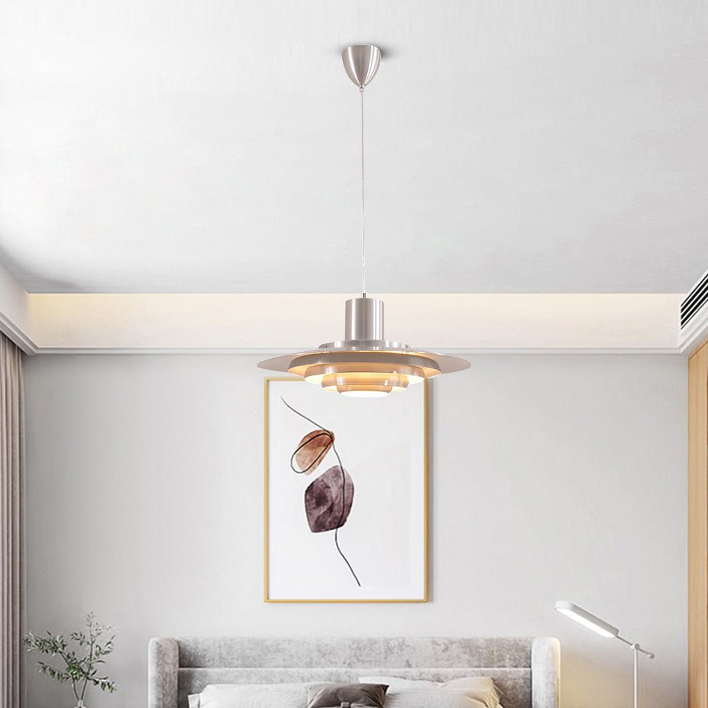 Multi-Layer Minimalist Pendant Light — Aluminum, 31W–40W, 3000K Warm, 59" Adjustable Chain, 15" or 19"