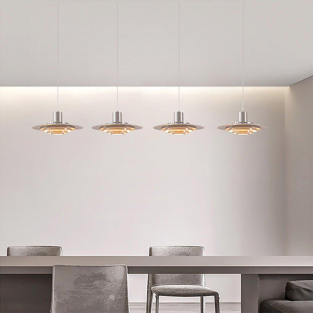 Multi-Layer Minimalist Pendant Light — Aluminum, 31W–40W, 3000K Warm, 59" Adjustable Chain, 15" or 19"