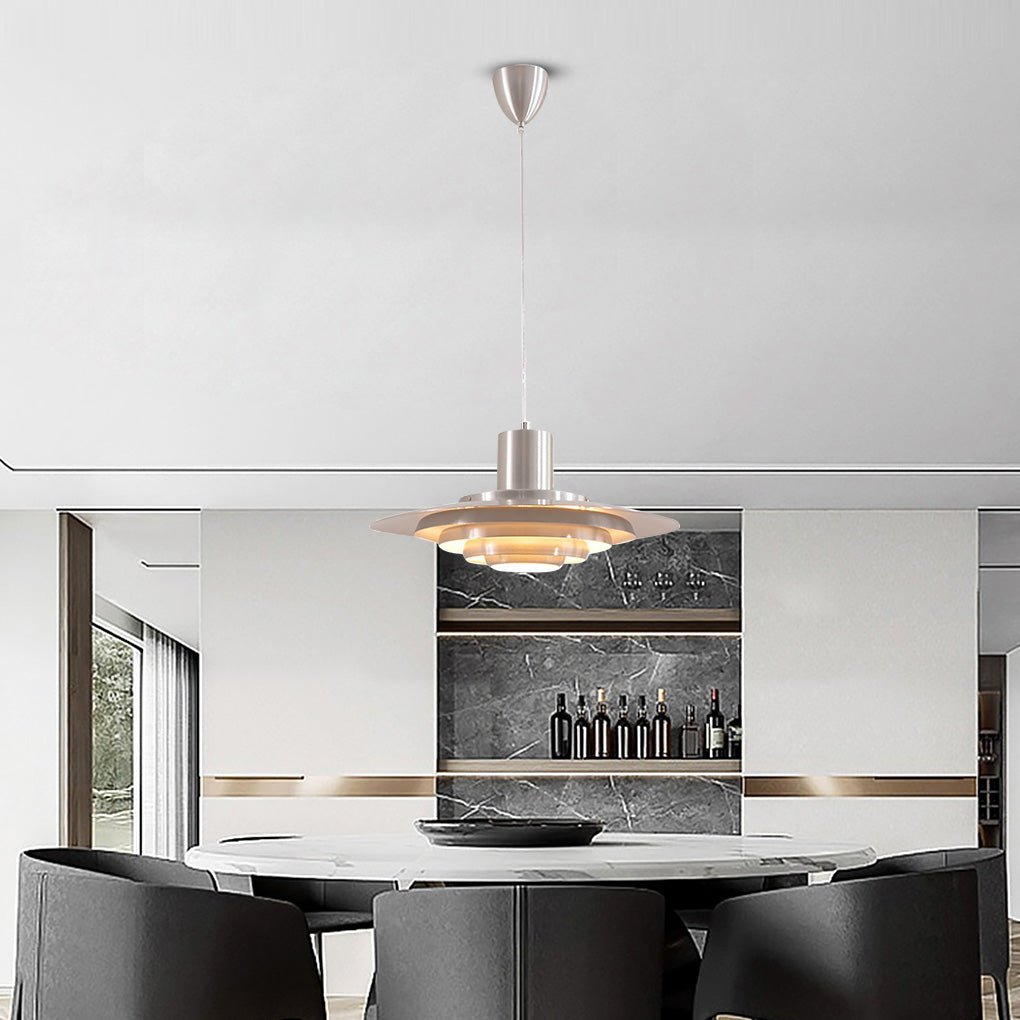 Multi-Layer Minimalist Pendant Light — Aluminum, 31W–40W, 3000K Warm, 59" Adjustable Chain, 15" or 19"