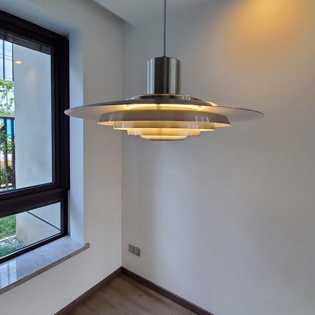 Multi-Layer Minimalist Pendant Light — Aluminum, 31W–40W, 3000K Warm, 59" Adjustable Chain, 15" or 19"