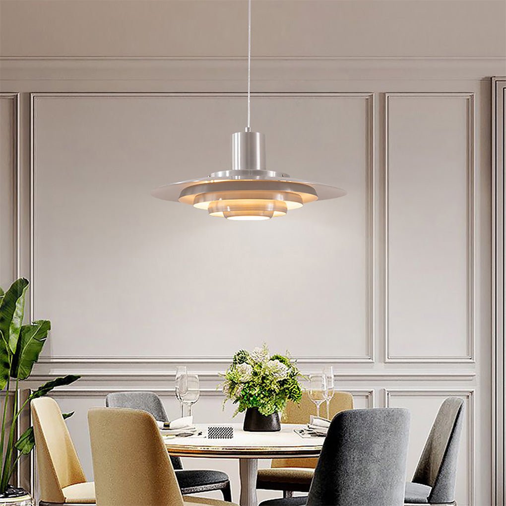 Multi-Layer Minimalist Pendant Light — Aluminum, 31W–40W, 3000K Warm, 59" Adjustable Chain, 15" or 19"